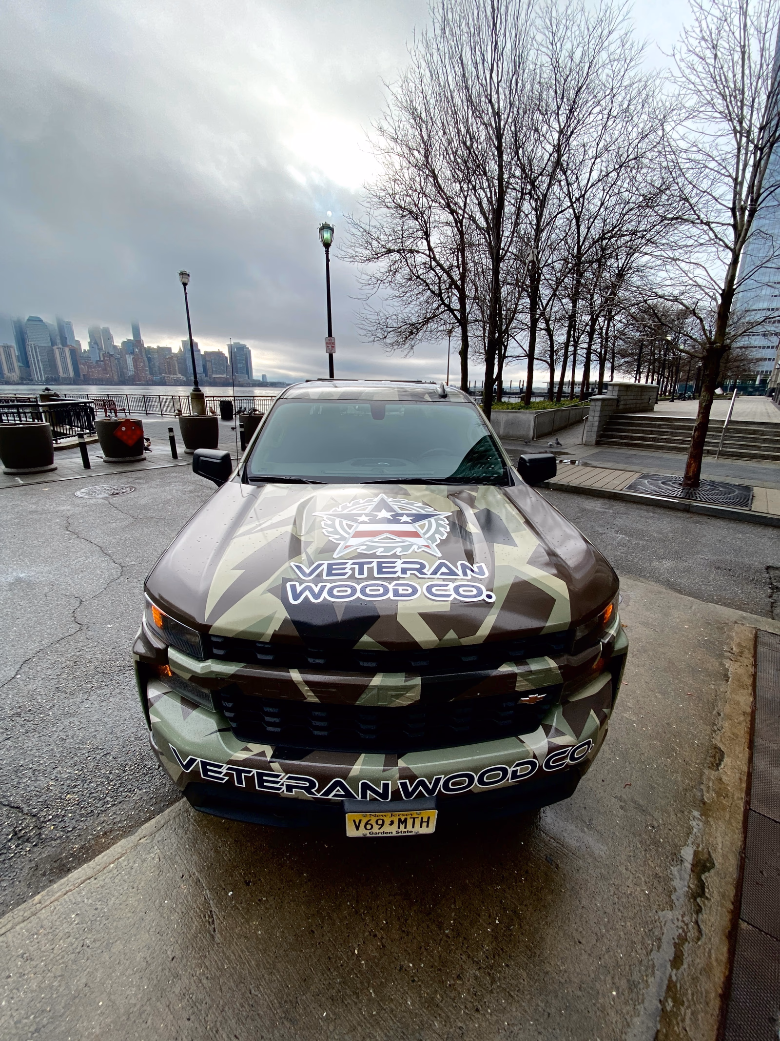 Veteran Wood Co. vehicle wrap in Jersey City, NJ