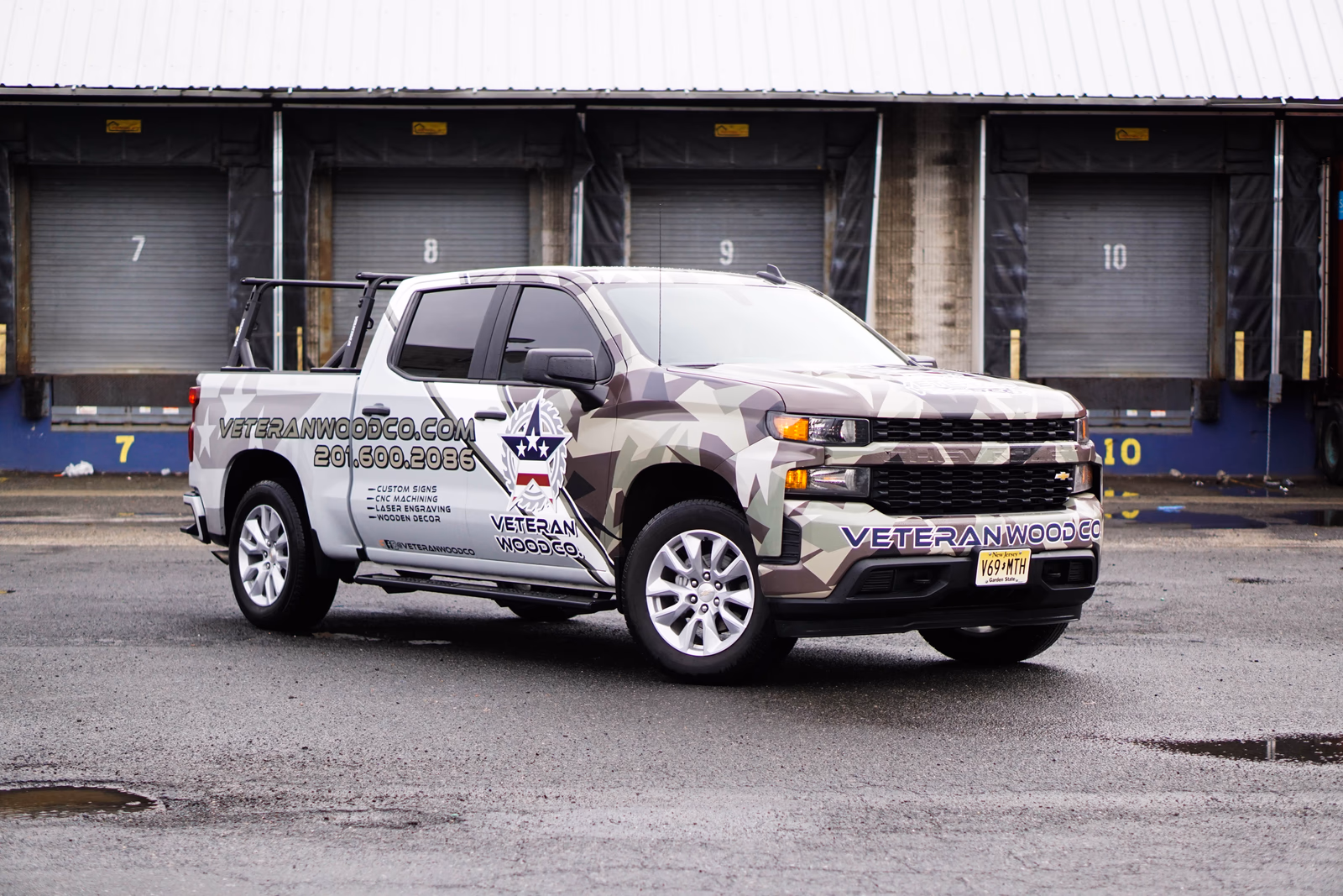 Veteran Wood Co. vehicle wrap in Jersey City, NJ