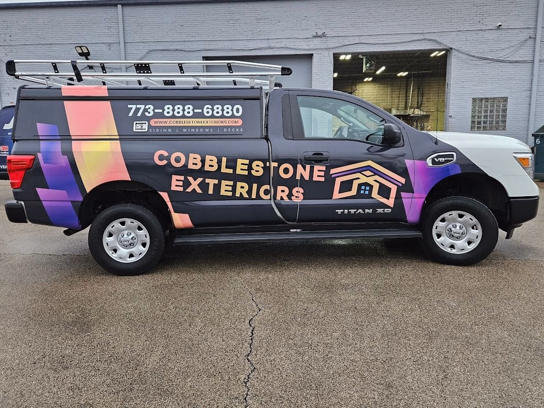 Cobblestone Exteriors vehicle wrap in Chicago, IL