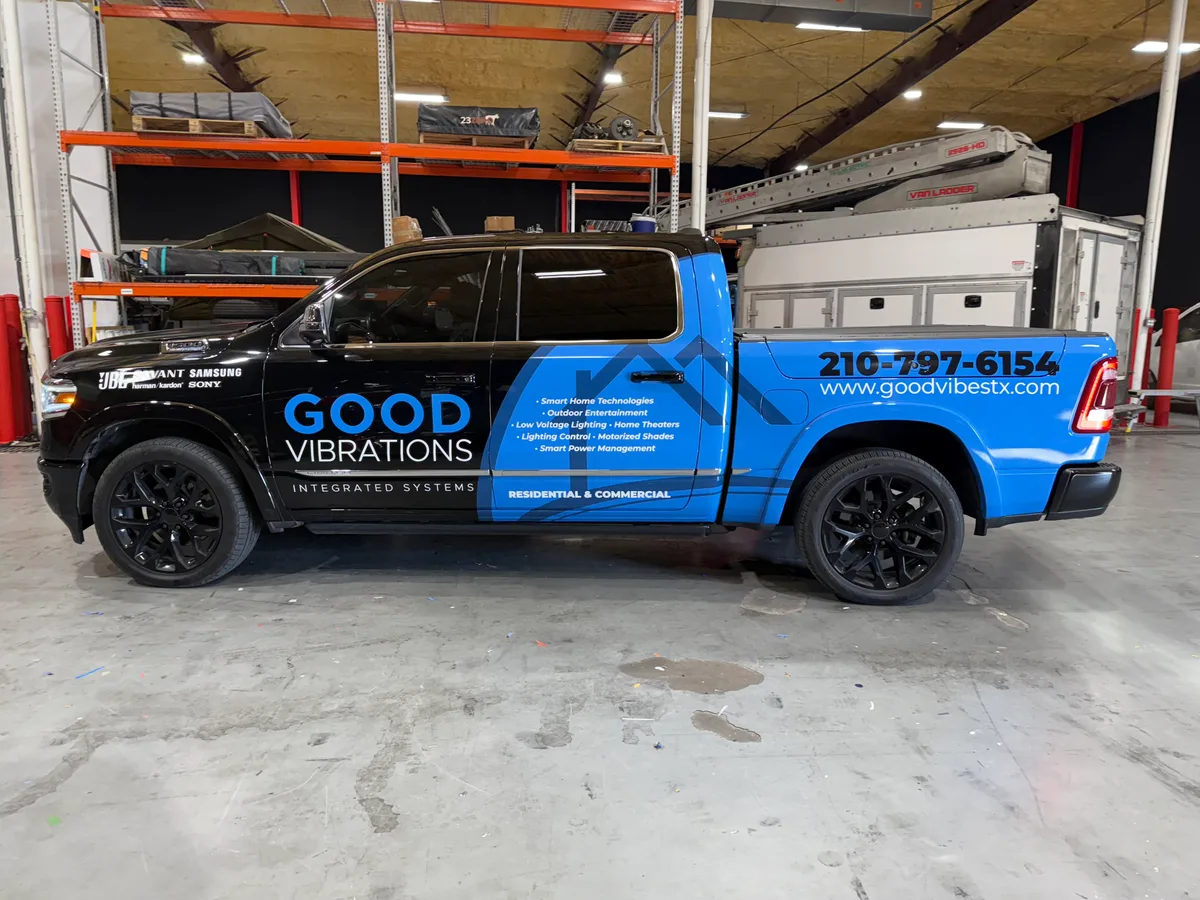 Partial wrap on a RAM 1500 truck in San Antonio, TX