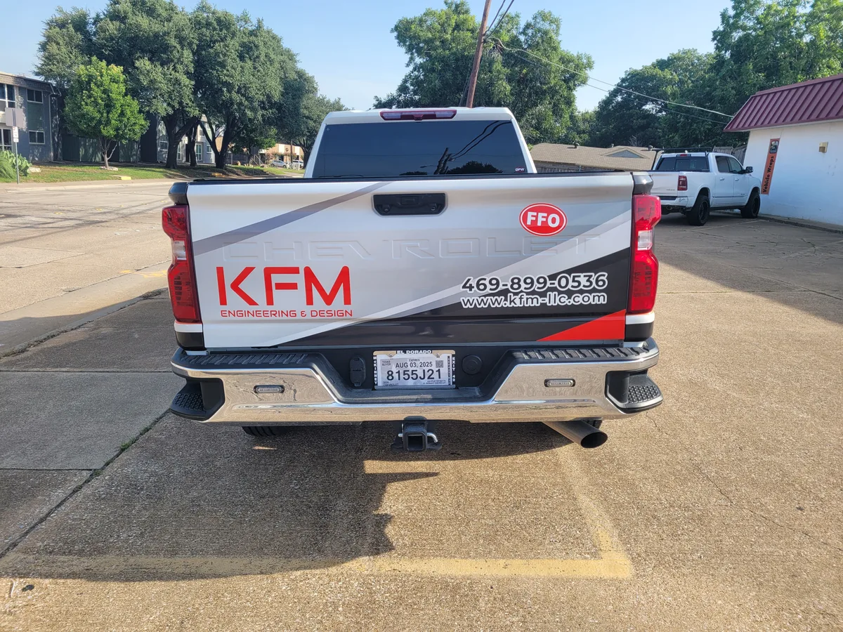 Partial wrap on a Chevrolet Silverado truck in Dallas, TX