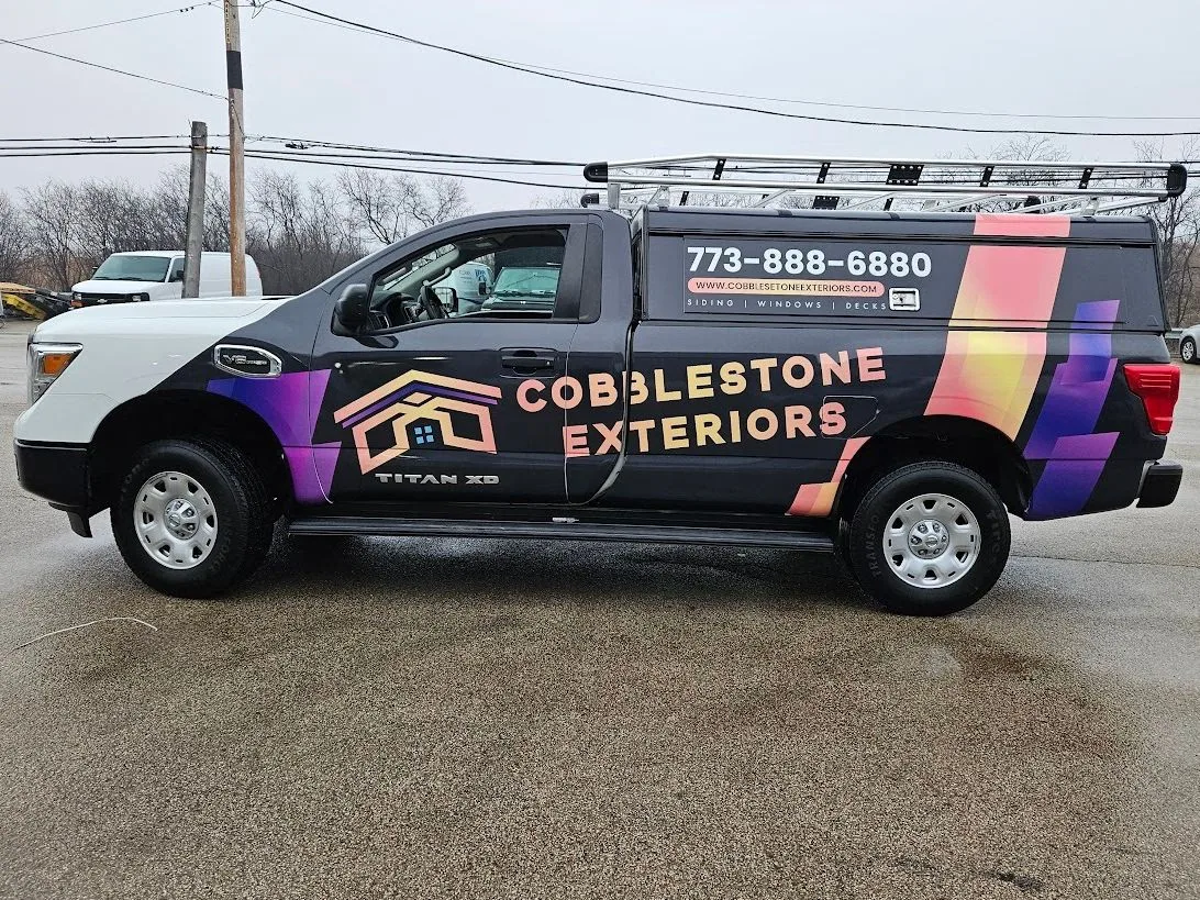 Partial wrap on a Nissan Titan XD truck in Chicago, IL