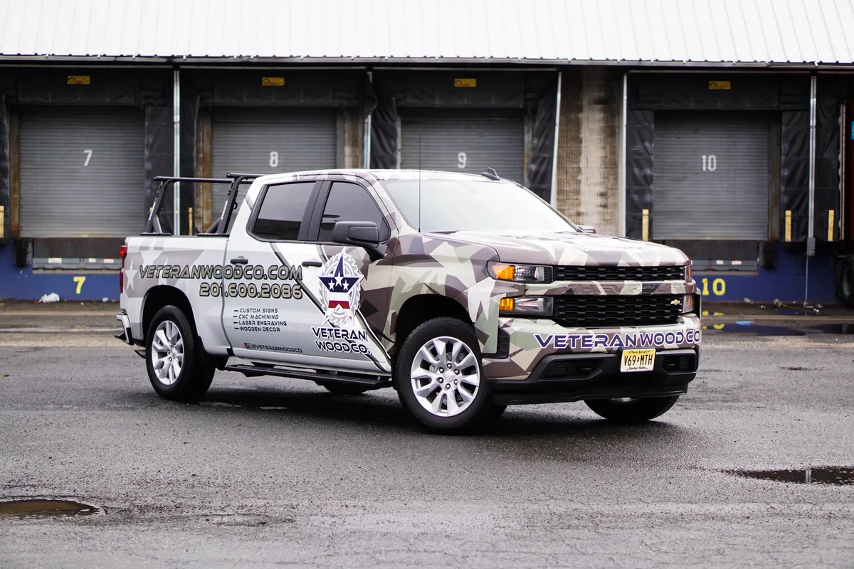 Full wrap on a Chevrolet Silverado truck in Jersey City, NJ